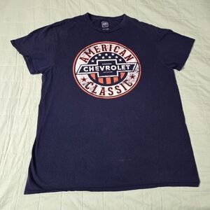 GM blue Chevrolet American Classic Tee shirt Chevy Bowtie, size L